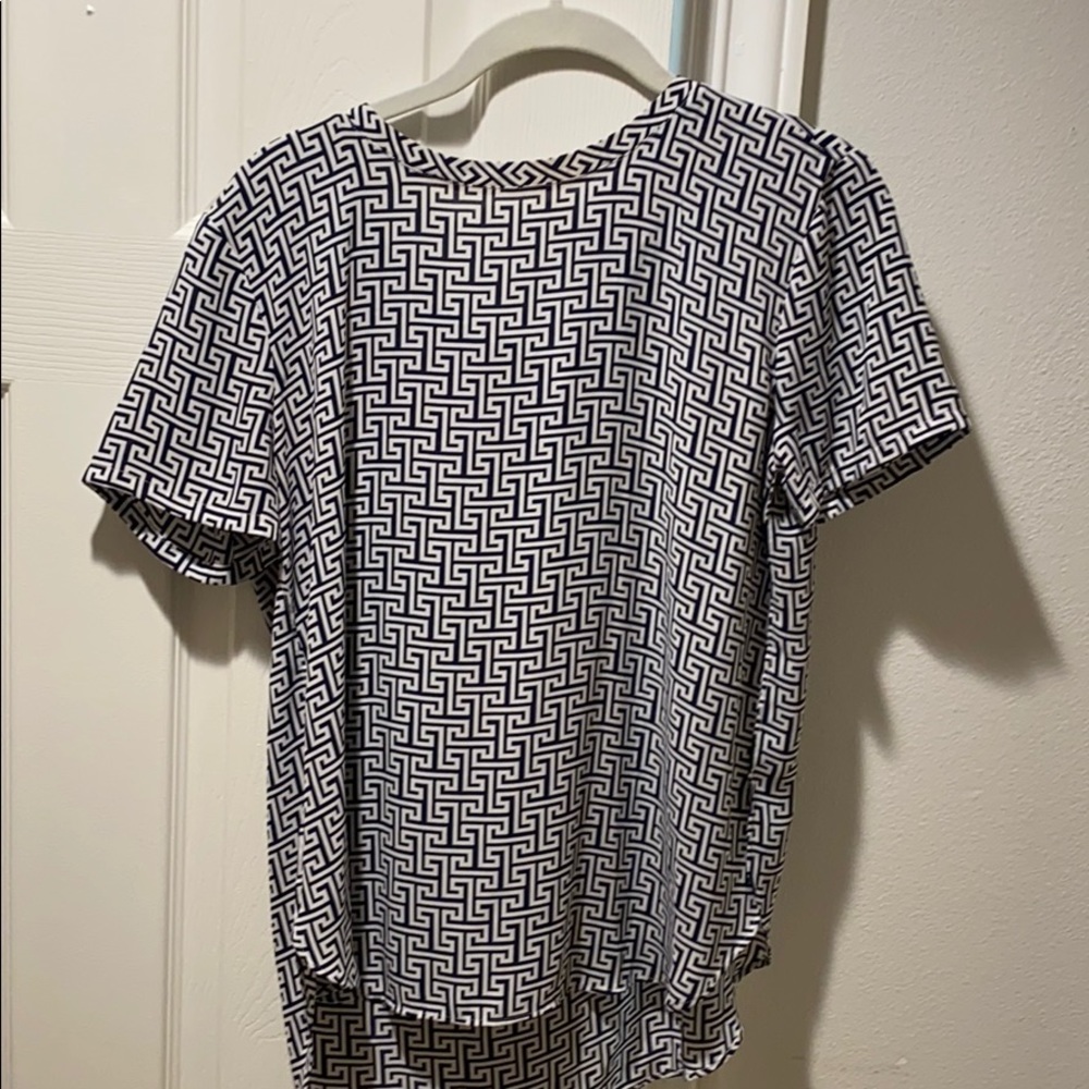Loft navy and white blouse